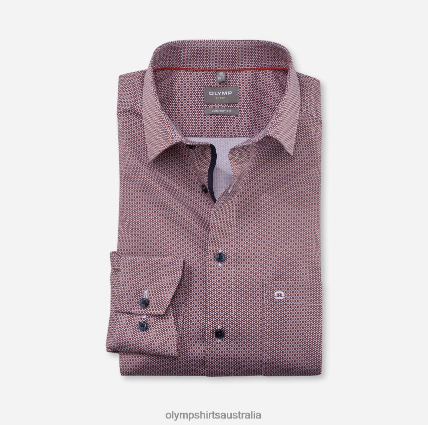 Clothing AU OLYMP Luxor Comfort Fit, Business Shirt, New Kent, Red Orange T8882J1665