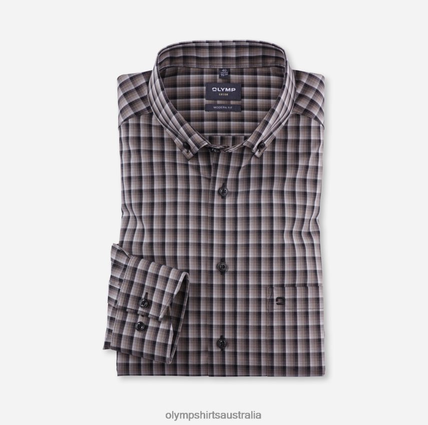 Clothing AU OLYMP Luxor Modern Fit, Business Shirt, Button-Down, Taupe T8882J1063