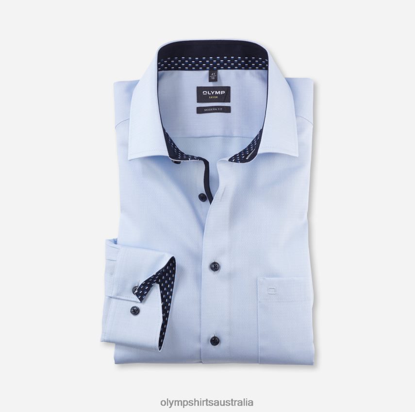 Clothing AU OLYMP Luxor Modern Fit, Business Shirt, Extra Short Sleeve, Global Kent, Bleu T8882J1460