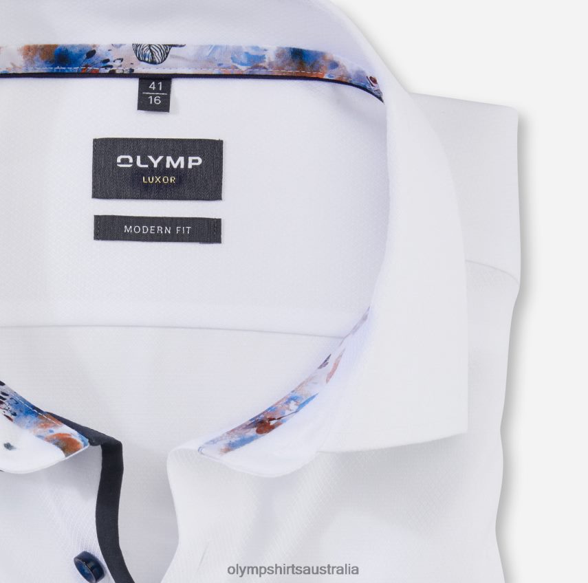 Clothing AU OLYMP Luxor Modern Fit, Business Shirt, Extra Short Sleeve, Global Kent, White T8882J1466