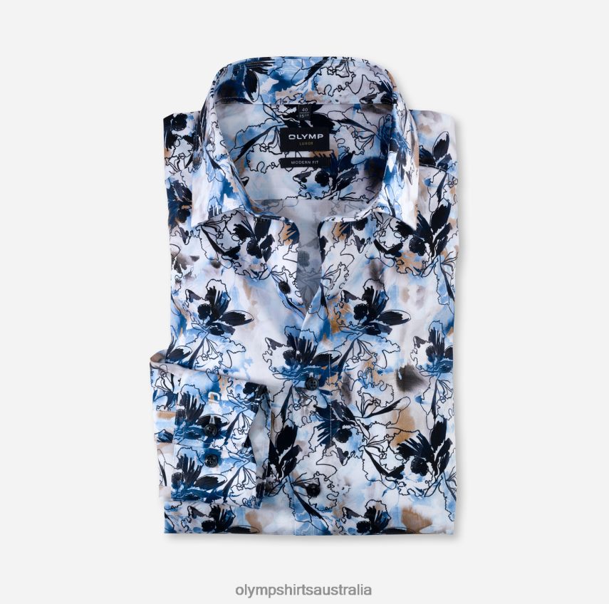 Clothing AU OLYMP Luxor Modern Fit, Business Shirt, Global Kent, Bleu T8882J1334