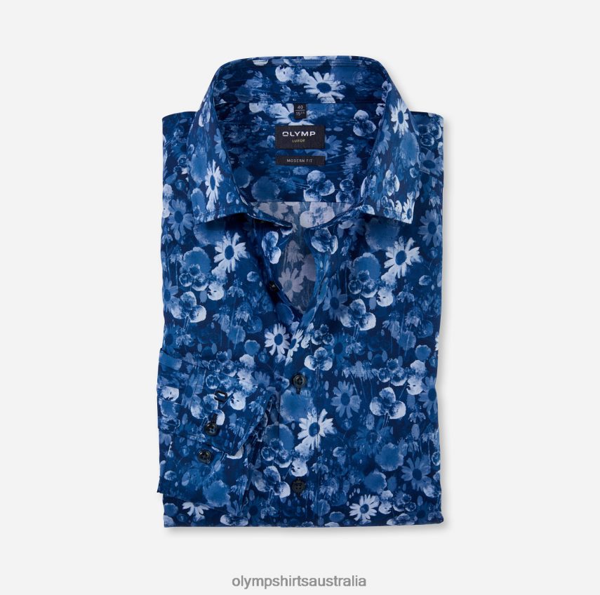 Clothing AU OLYMP Luxor Modern Fit, Business Shirt, Global Kent, Marine T8882J1145