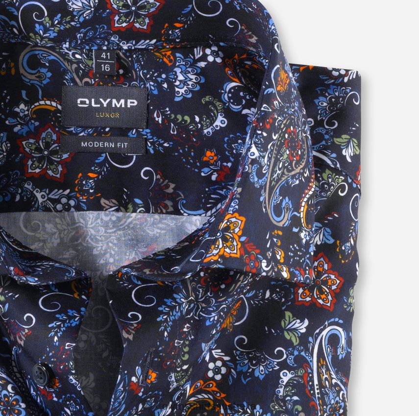 Clothing AU OLYMP Luxor Modern Fit, Business Shirt, Global Kent, Marine T8882J1214