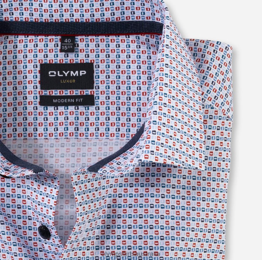 Clothing AU OLYMP Luxor Modern Fit, Business Shirt, Global Kent, Red T8882J1216