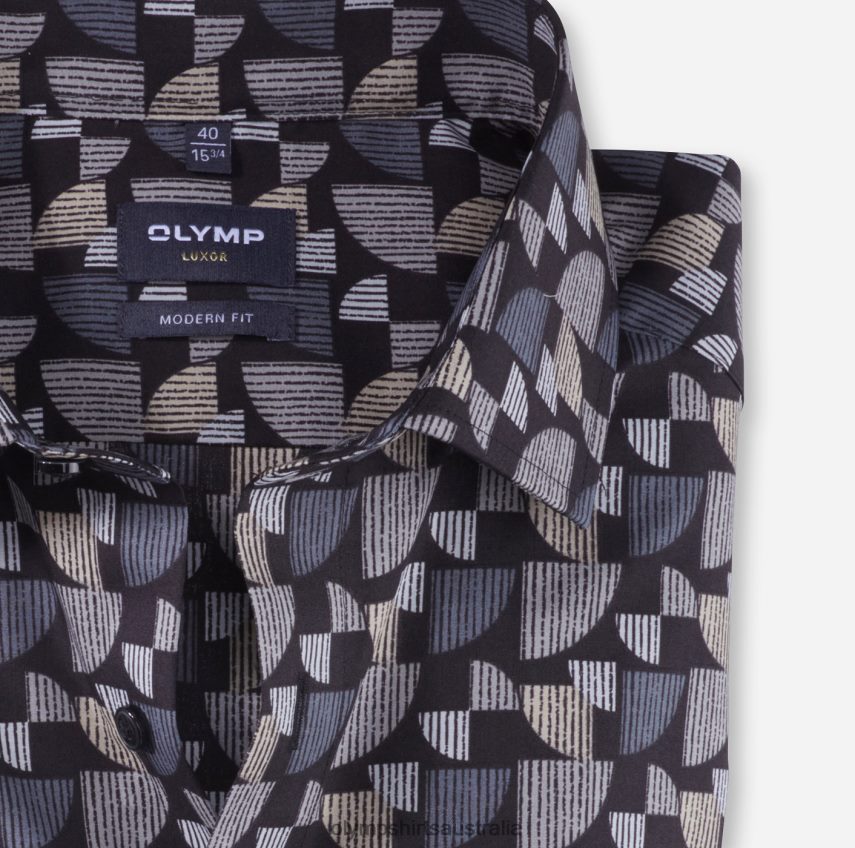 Clothing AU OLYMP Luxor Modern Fit, Business Shirt, Global Kent, Taupe T8882J1003