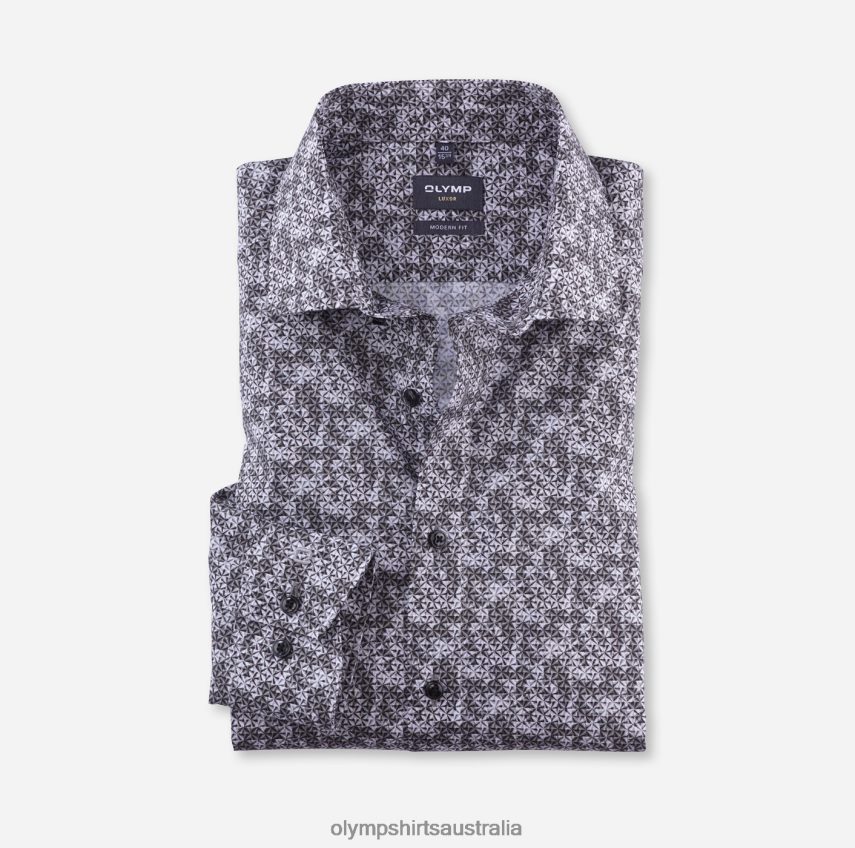 Clothing AU OLYMP Luxor Modern Fit, Business Shirt, Global Kent, Taupe T8882J1019