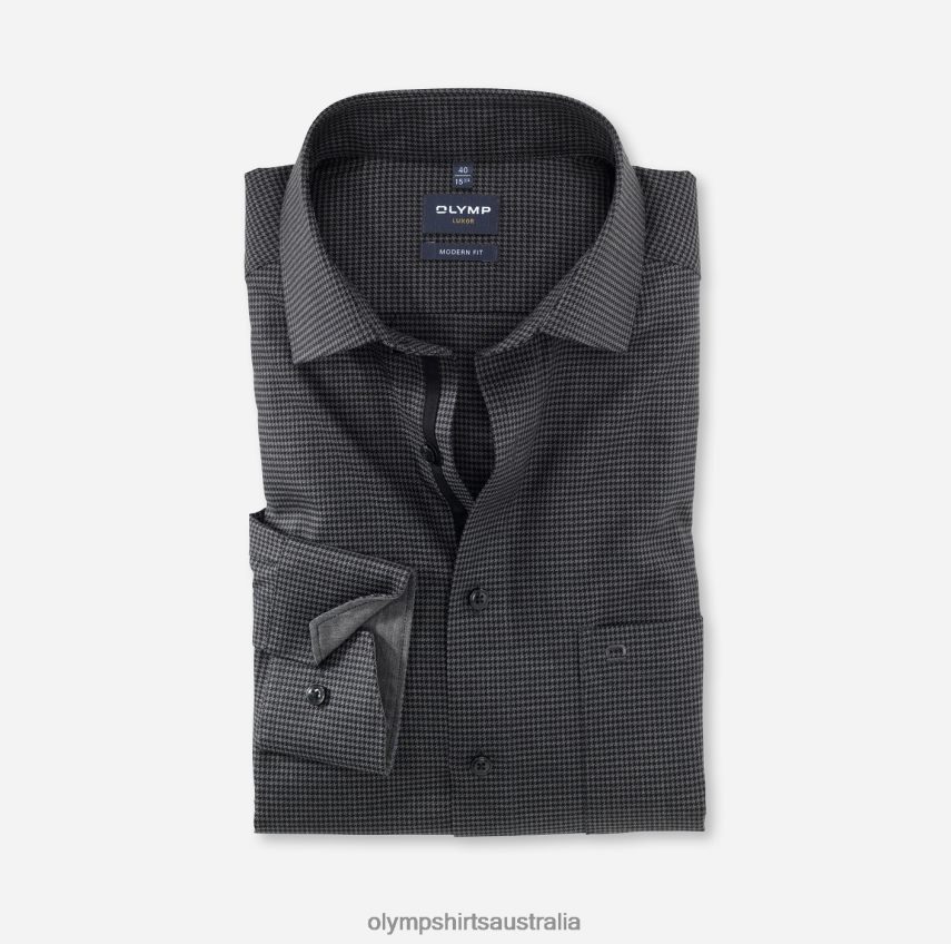 Clothing AU OLYMP Luxor Modern Fit, Business Shirt, Long Sleeve Extra Long, Global Kent, Black T8882J1445