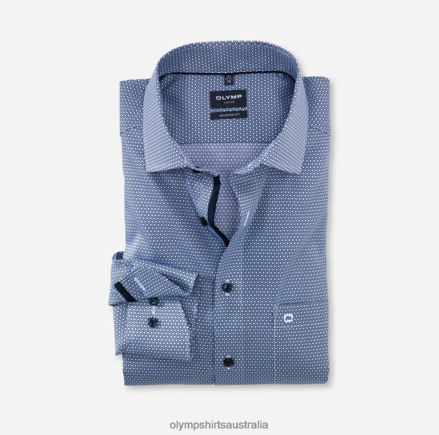 Clothing AU OLYMP Luxor Modern Fit, Business Shirt, Long Sleeve Extra Long, Global Kent, Bleu T8882J1448