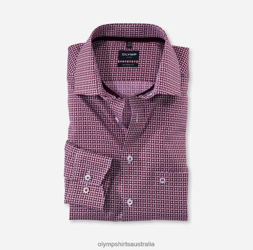 Clothing AU OLYMP Luxor Modern Fit, Business Shirt, Long Sleeve Extra Long, Global Kent, Garnet T8882J1442