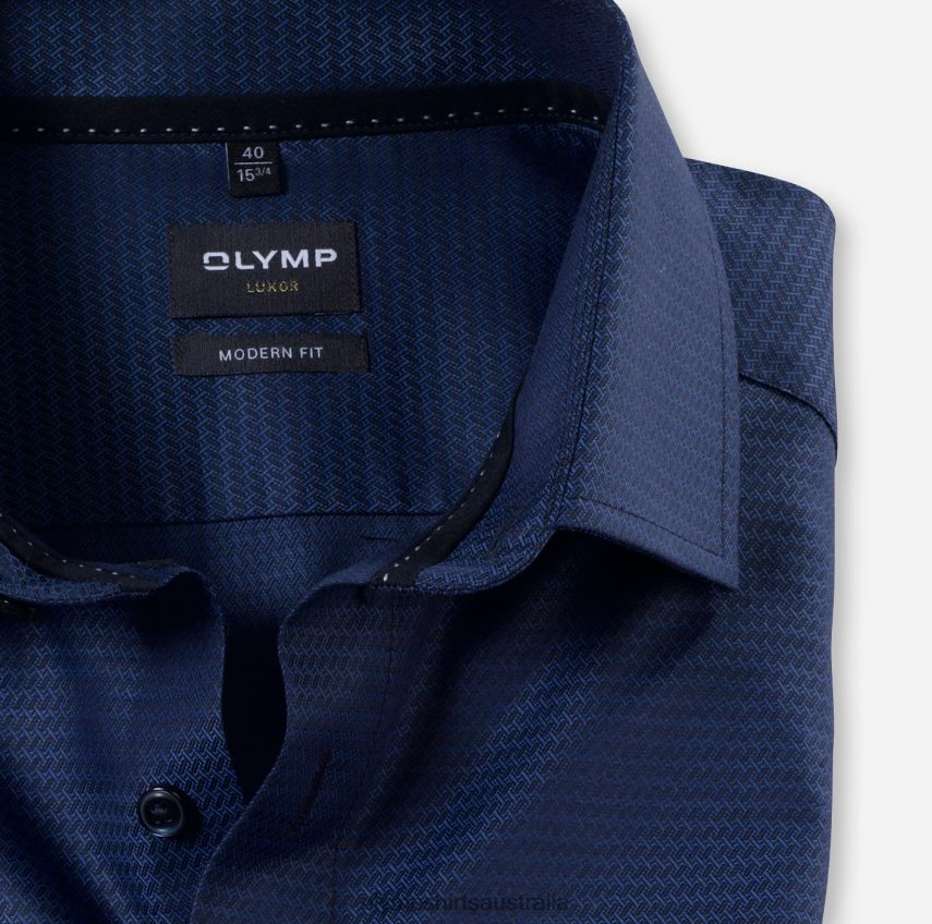 Clothing AU OLYMP Luxor Modern Fit, Business Shirt, Long Sleeve Extra Long, Global Kent, Marine T8882J1415