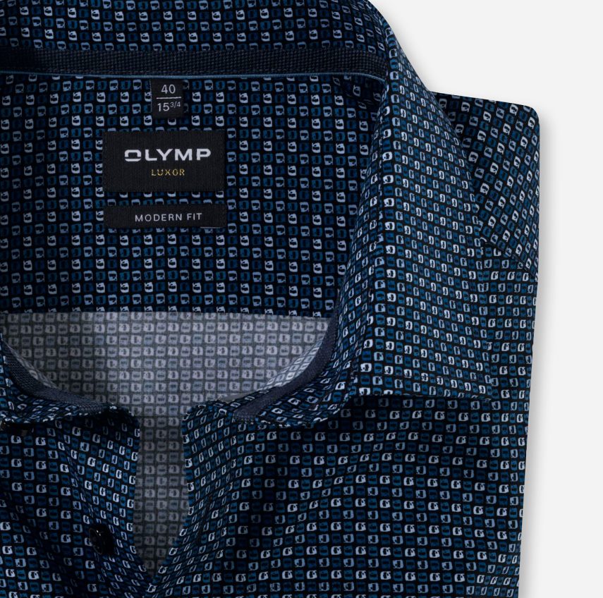 Clothing AU OLYMP Luxor Modern Fit, Business Shirt, Long Sleeve Extra Long, Global Kent, Marine T8882J1432