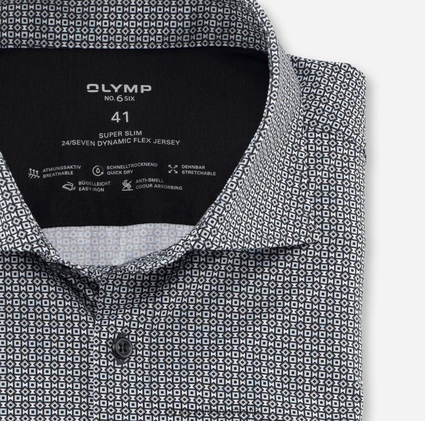 Clothing AU OLYMP No. Six 24/Seven Super Slim, Business Shirt, Kent, Black T8882J14