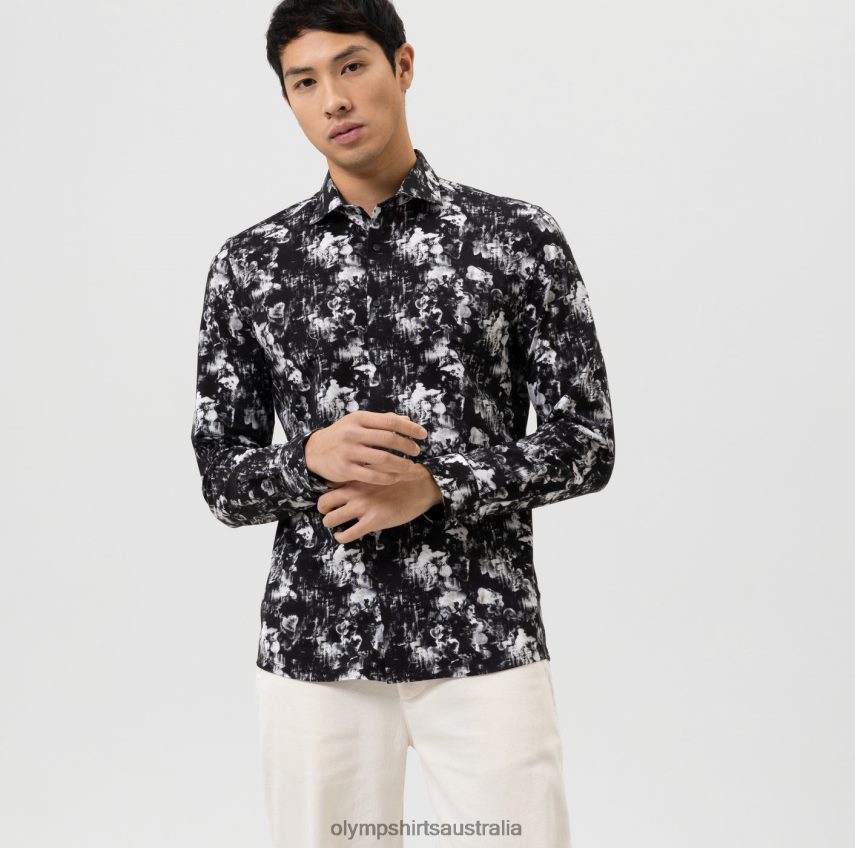 Clothing AU OLYMP No. Six 24/Seven Super Slim, Business Shirt, Kent, Black T8882J171