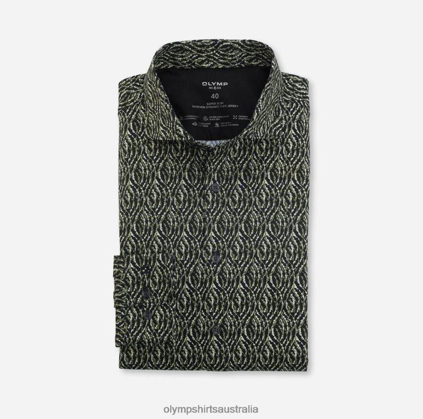 Clothing AU OLYMP No. Six 24/Seven Super Slim, Business Shirt, Kent, Olive T8882J193