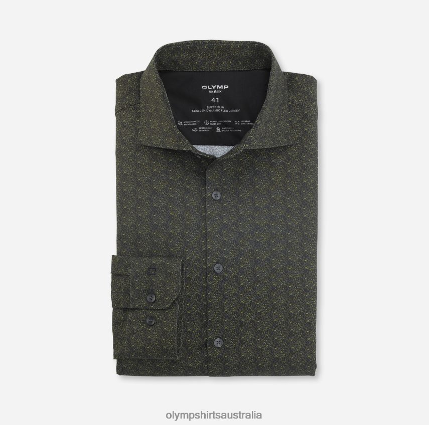 Clothing AU OLYMP No. Six 24/Seven Super Slim, Business Shirt, Kent, Olive T8882J219