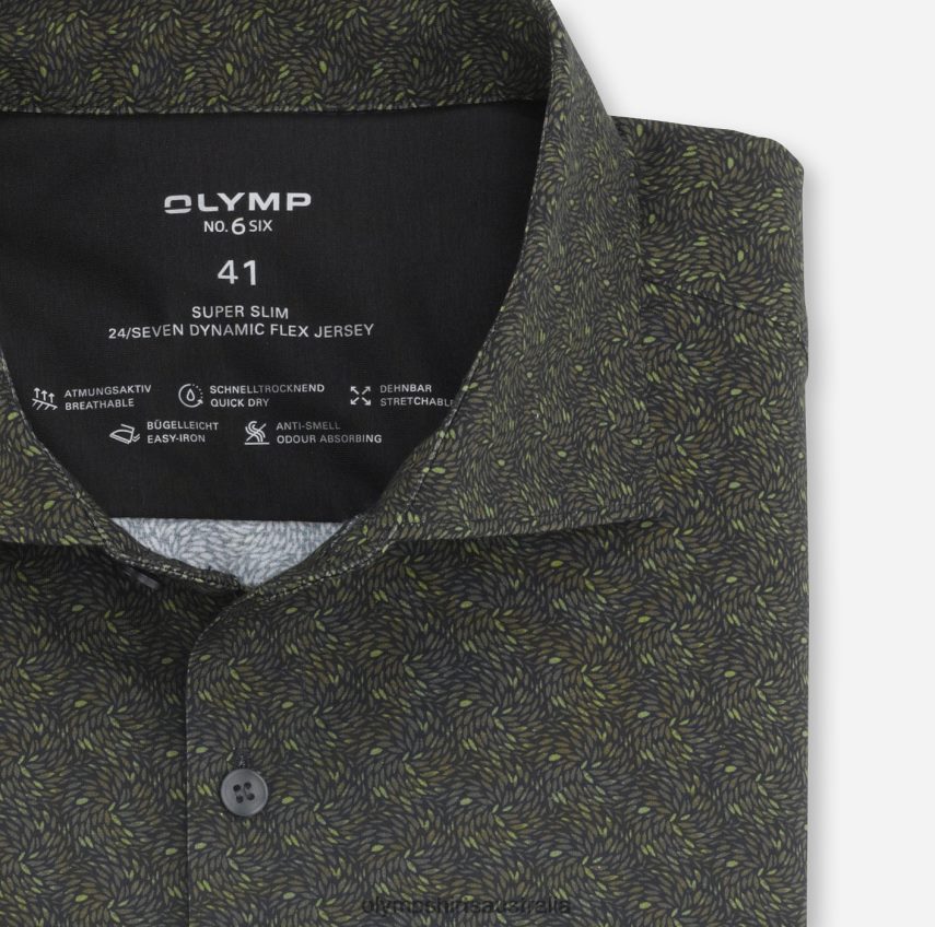 Clothing AU OLYMP No. Six 24/Seven Super Slim, Business Shirt, Kent, Olive T8882J219