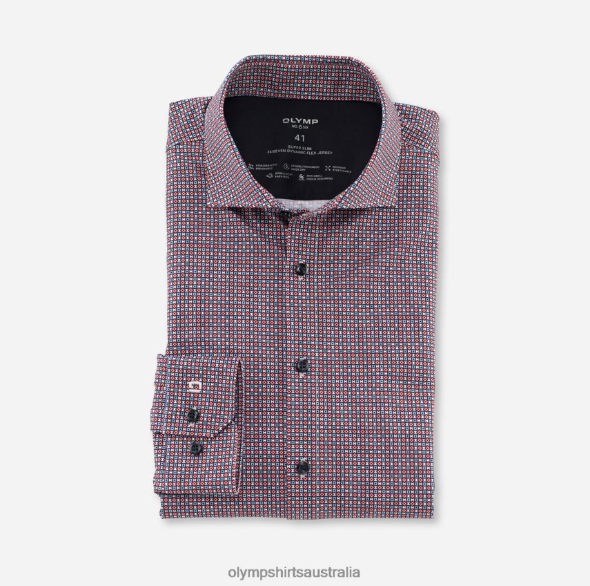 Clothing AU OLYMP No. Six 24/Seven Super Slim, Business Shirt, Kent, Red Orange T8882J242