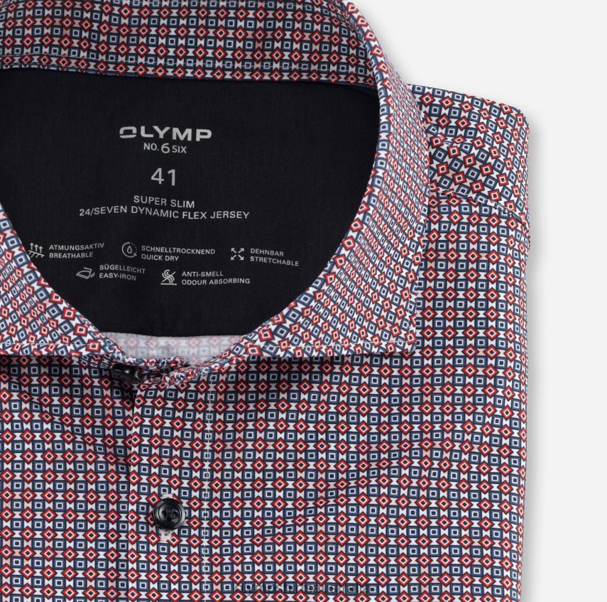Clothing AU OLYMP No. Six 24/Seven Super Slim, Business Shirt, Kent, Red Orange T8882J242