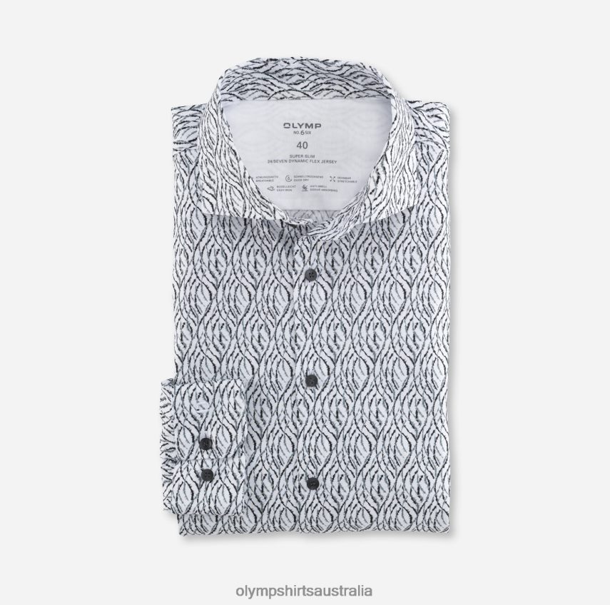 Clothing AU OLYMP No. Six 24/Seven Super Slim, Business Shirt, Kent, Silver Grey T8882J240