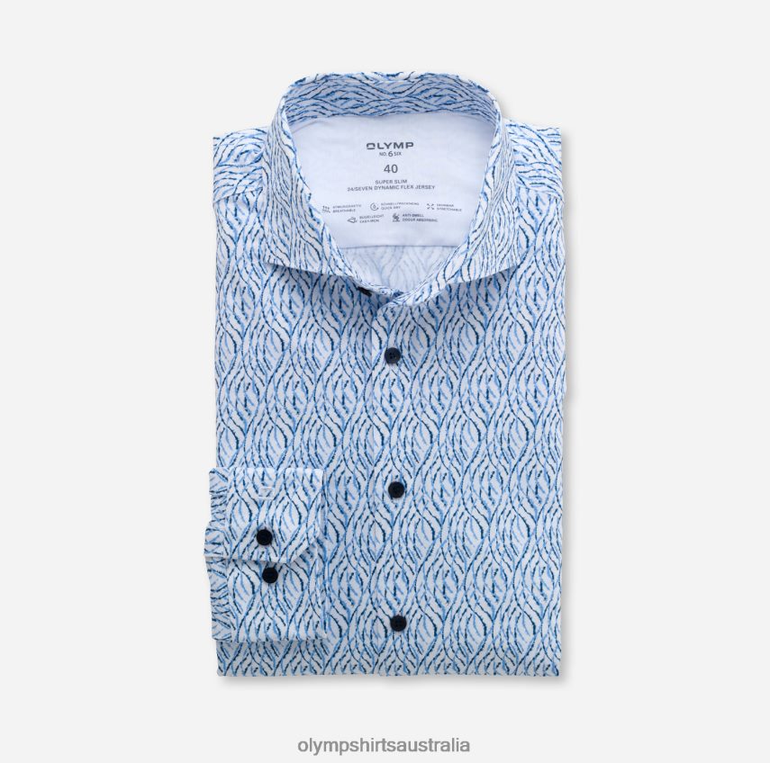 Clothing AU OLYMP No. Six 24/Seven Super Slim, Business Shirt, Kent, Smoke Blue T8882J237