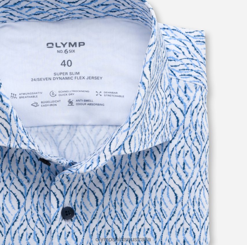 Clothing AU OLYMP No. Six 24/Seven Super Slim, Business Shirt, Kent, Smoke Blue T8882J237