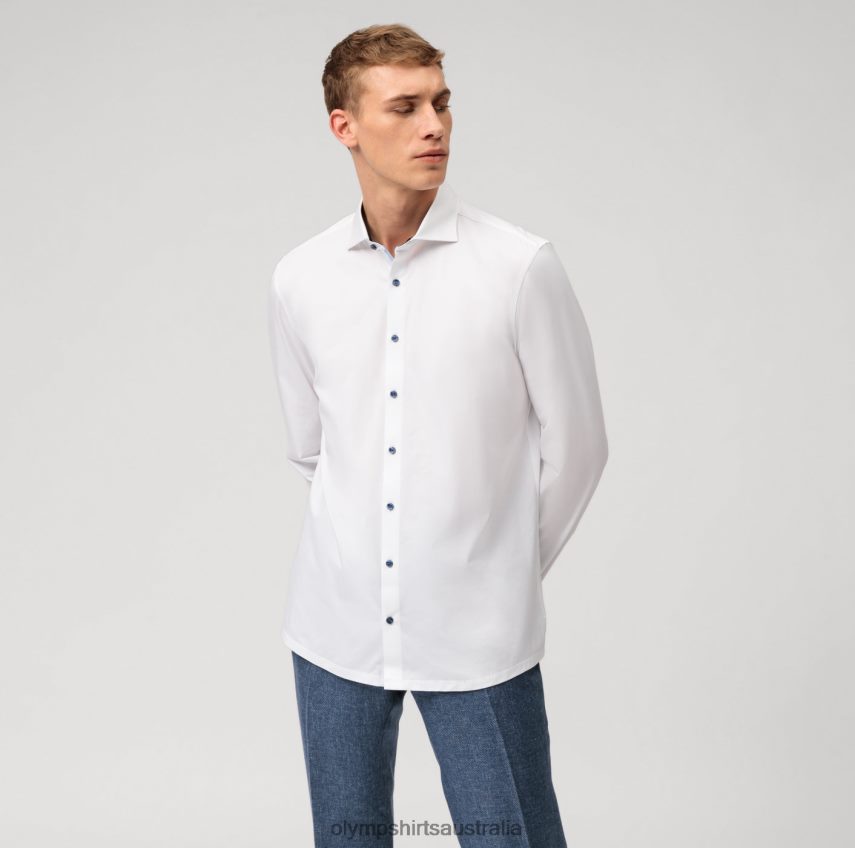 Clothing AU OLYMP No. Six 24/Seven Super Slim, Business Shirt, Kent, White T8882J225