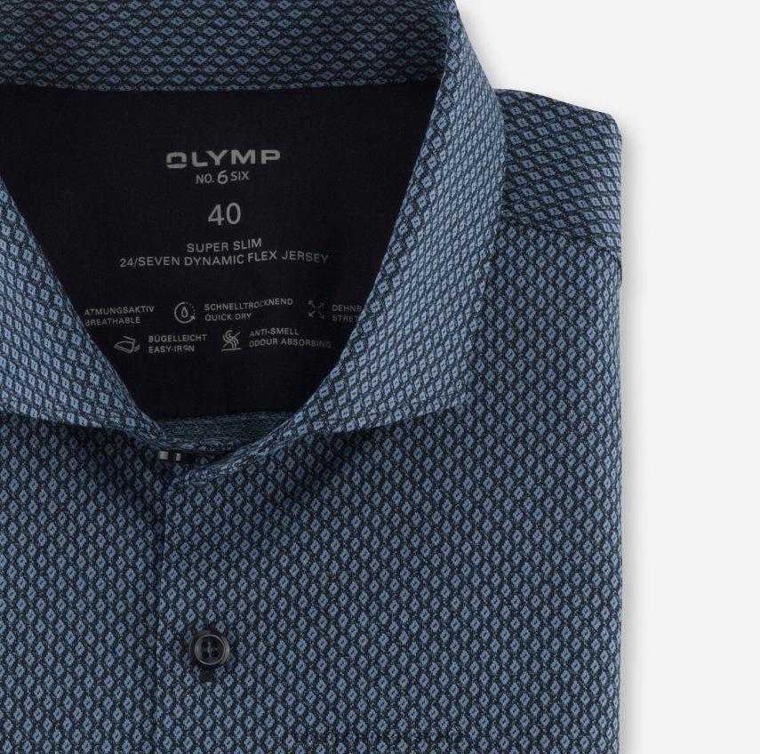 Clothing AU OLYMP No. Six 24/Seven Super Slim, Business Shirt, Long Sleeve Extra Long, Cutaway, Bleu T8882J321