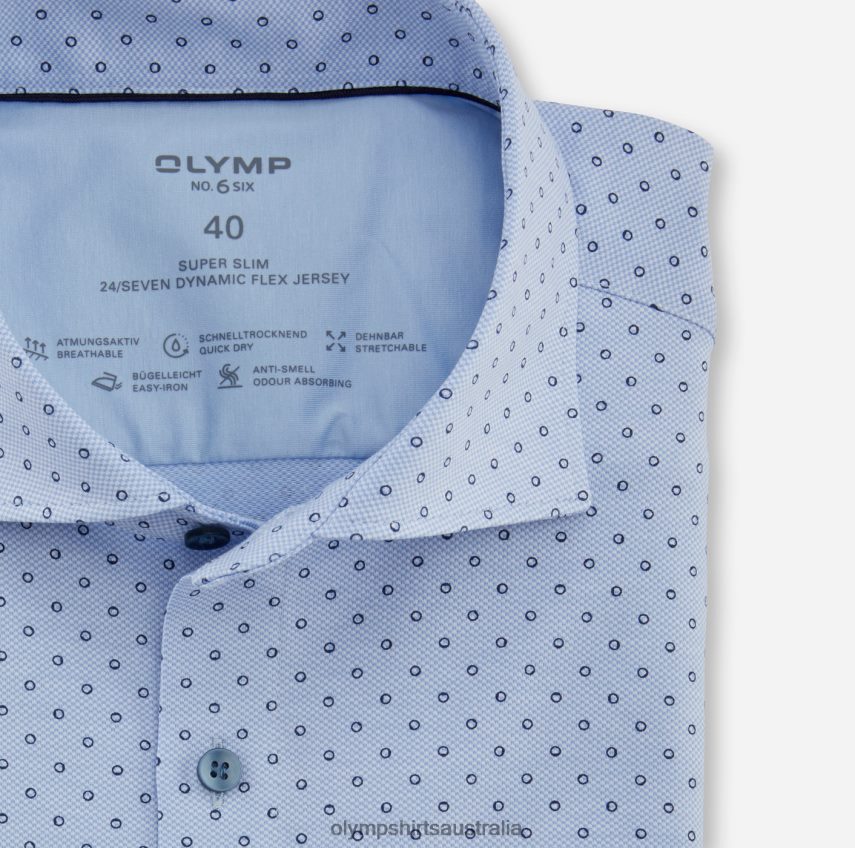Clothing AU OLYMP No. Six 24/Seven Super Slim, Business Shirt, Long Sleeve Extra Long, Kent, Bleu T8882J320