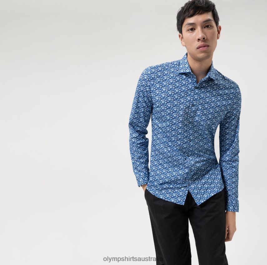 Clothing AU OLYMP No. Six 24/Seven Super Slim, Business Shirt, Long Sleeve Extra Long, Kent, Marine T8882J322