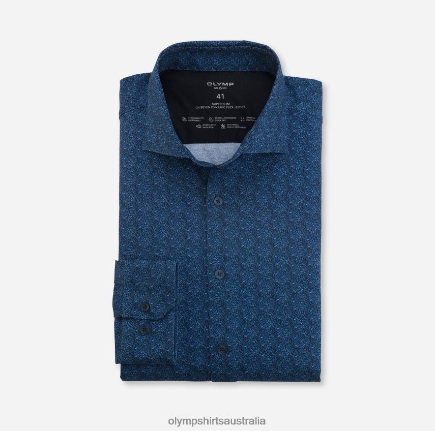 Clothing AU OLYMP No. Six 24/Seven Super Slim, Business Shirt, Long Sleeve Extra Long, Kent, Smoke Blue T8882J333