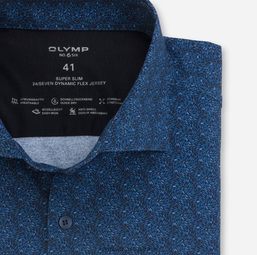Clothing AU OLYMP No. Six 24/Seven Super Slim, Business Shirt, Long Sleeve Extra Long, Kent, Smoke Blue T8882J333