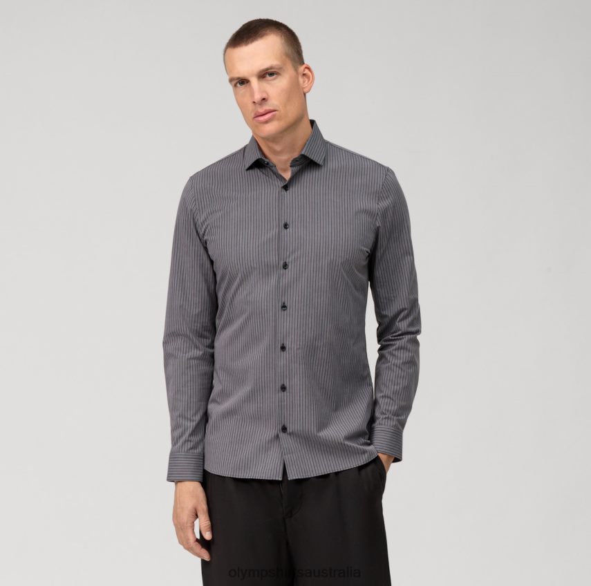 Clothing AU OLYMP No. Six 24/Seven Super Slim, Business Shirt, Modern Kent, Anthracite T8882J103