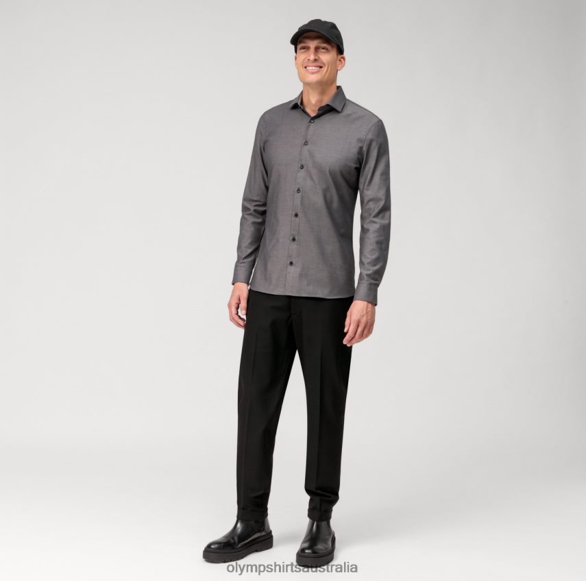 Clothing AU OLYMP No. Six 24/Seven Super Slim, Business Shirt, Modern Kent, Anthracite T8882J50