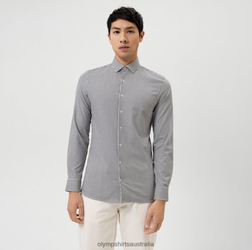 Clothing AU OLYMP No. Six 24/Seven Super Slim, Business Shirt, Modern Kent, Black T8882J12