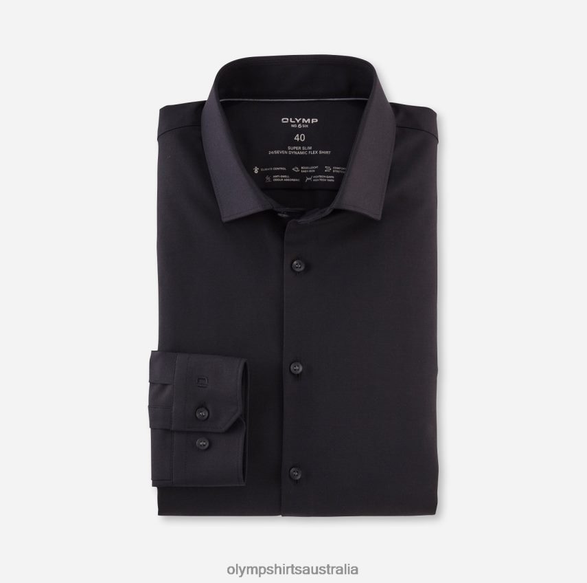 Clothing AU OLYMP No. Six 24/Seven Super Slim, Business Shirt, Modern Kent, Black T8882J61
