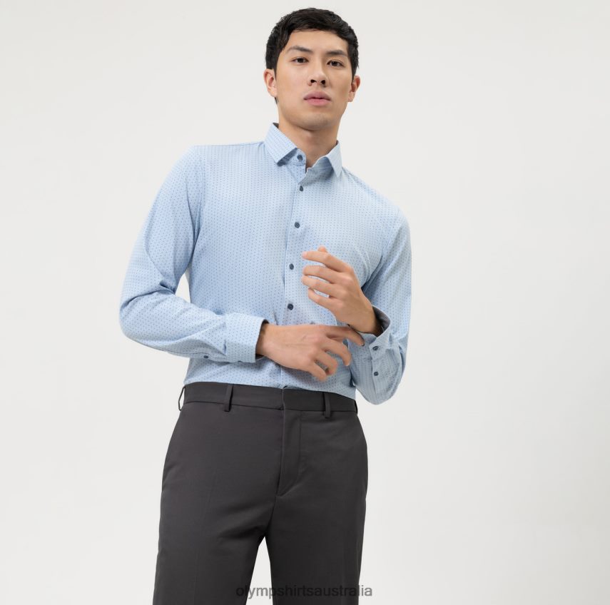 Clothing AU OLYMP No. Six 24/Seven Super Slim, Business Shirt, Modern Kent, Bleu T8882J24