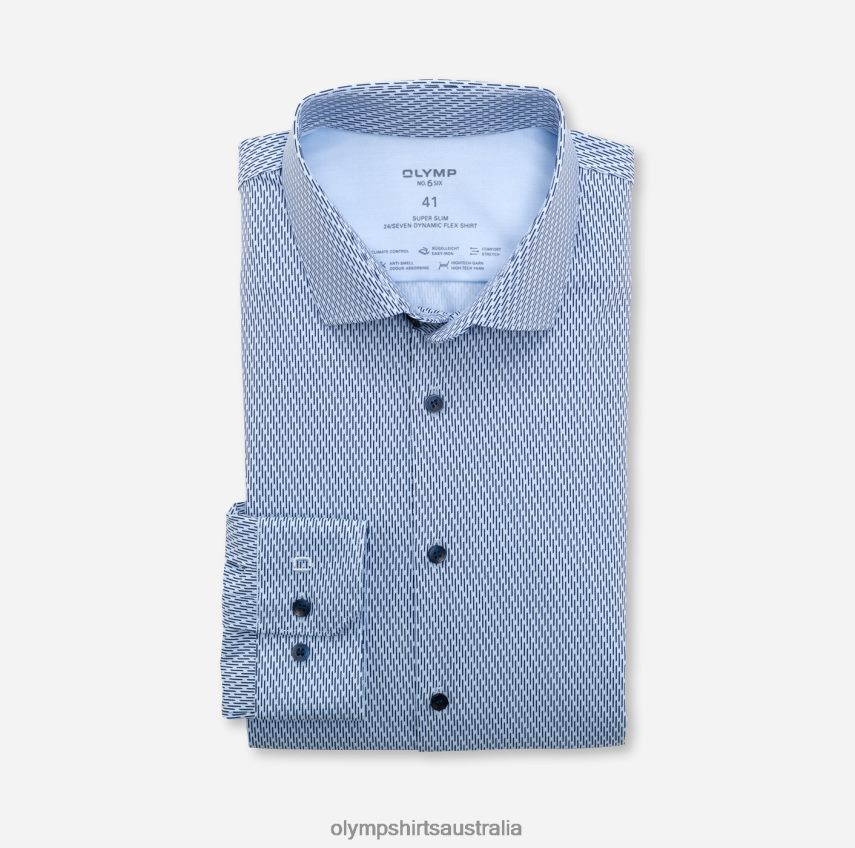 Clothing AU OLYMP No. Six 24/Seven Super Slim, Business Shirt, Modern Kent, Bleu T8882J258