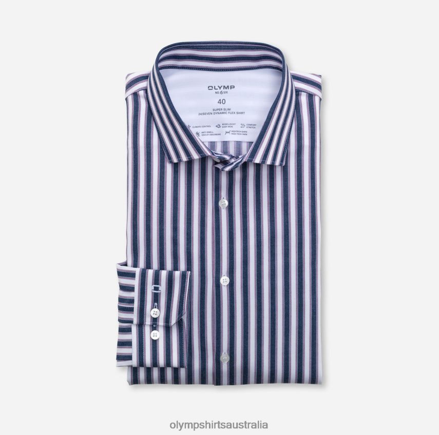 Clothing AU OLYMP No. Six 24/Seven Super Slim, Business Shirt, Modern Kent, Garnet T8882J212