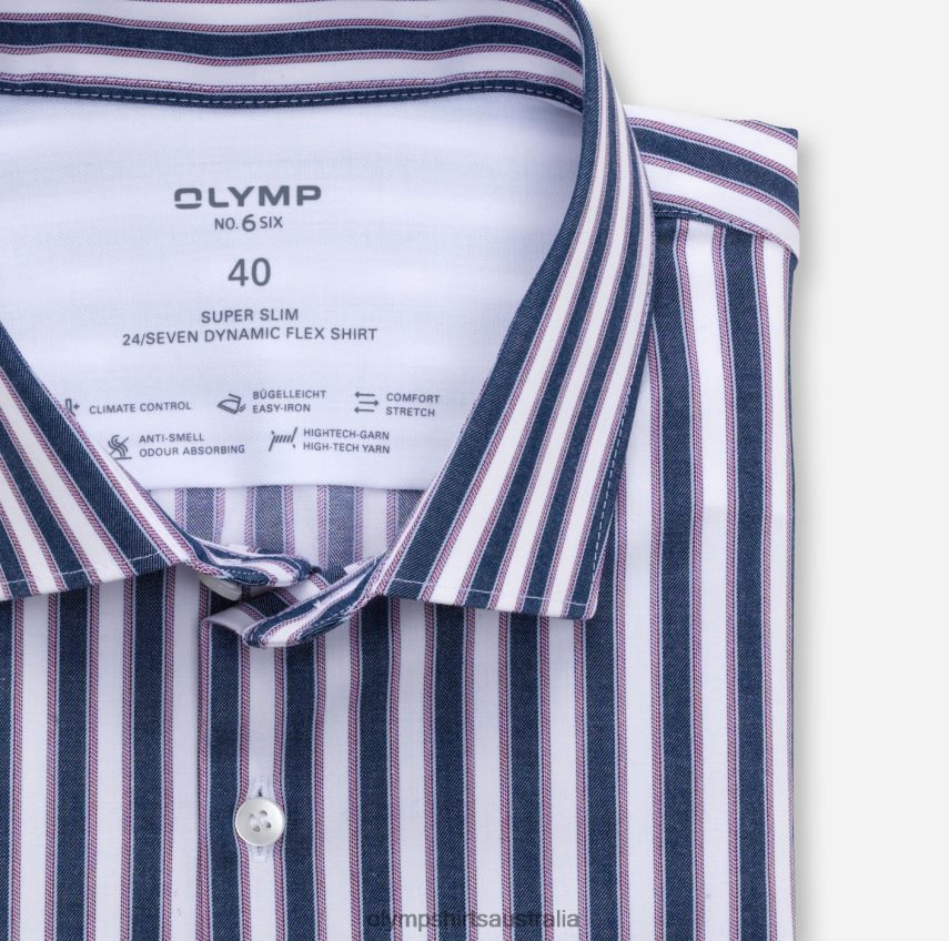 Clothing AU OLYMP No. Six 24/Seven Super Slim, Business Shirt, Modern Kent, Garnet T8882J212