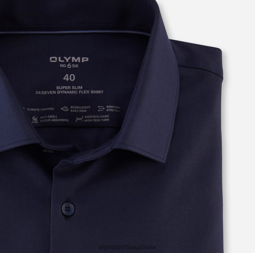 Clothing AU OLYMP No. Six 24/Seven Super Slim, Business Shirt, Modern Kent, Marine T8882J54