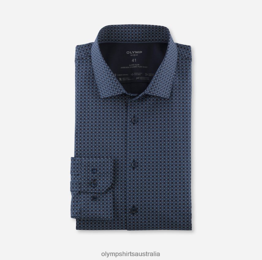 Clothing AU OLYMP No. Six 24/Seven Super Slim, Business Shirt, Modern Kent, Marine T8882J64