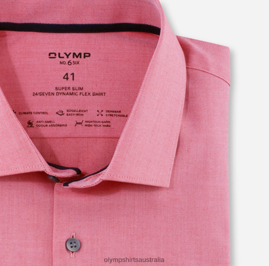 Clothing AU OLYMP No. Six 24/Seven Super Slim, Business Shirt, Modern Kent, Red T8882J235