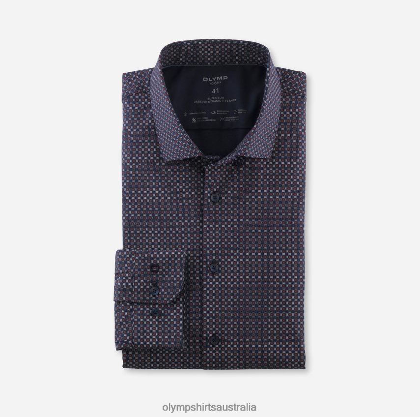 Clothing AU OLYMP No. Six 24/Seven Super Slim, Business Shirt, Modern Kent, Red T8882J74