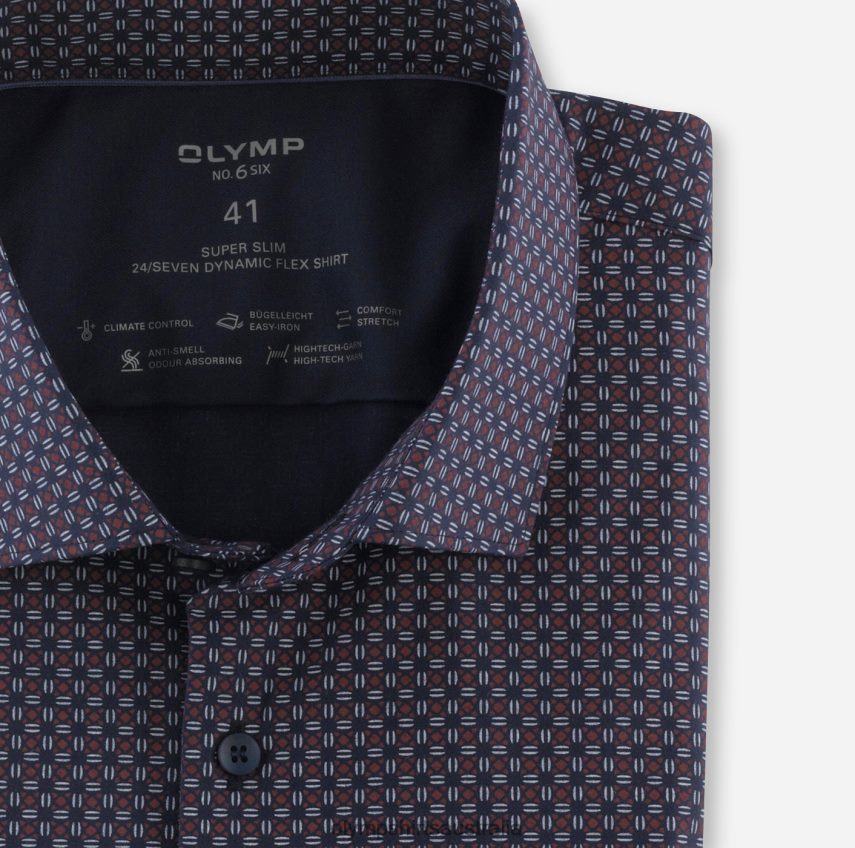 Clothing AU OLYMP No. Six 24/Seven Super Slim, Business Shirt, Modern Kent, Red T8882J74