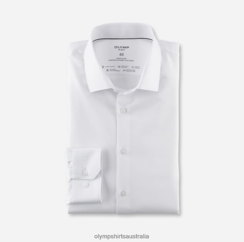 Clothing AU OLYMP No. Six 24/Seven Super Slim, Business Shirt, Modern Kent, White T8882J126