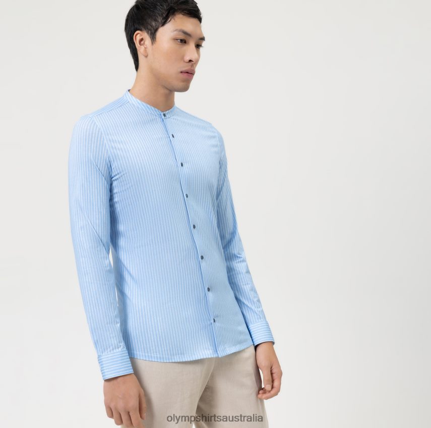 Clothing AU OLYMP No. Six 24/Seven Super Slim, Business Shirt, Stand-Up Collar, Bleu T8882J11