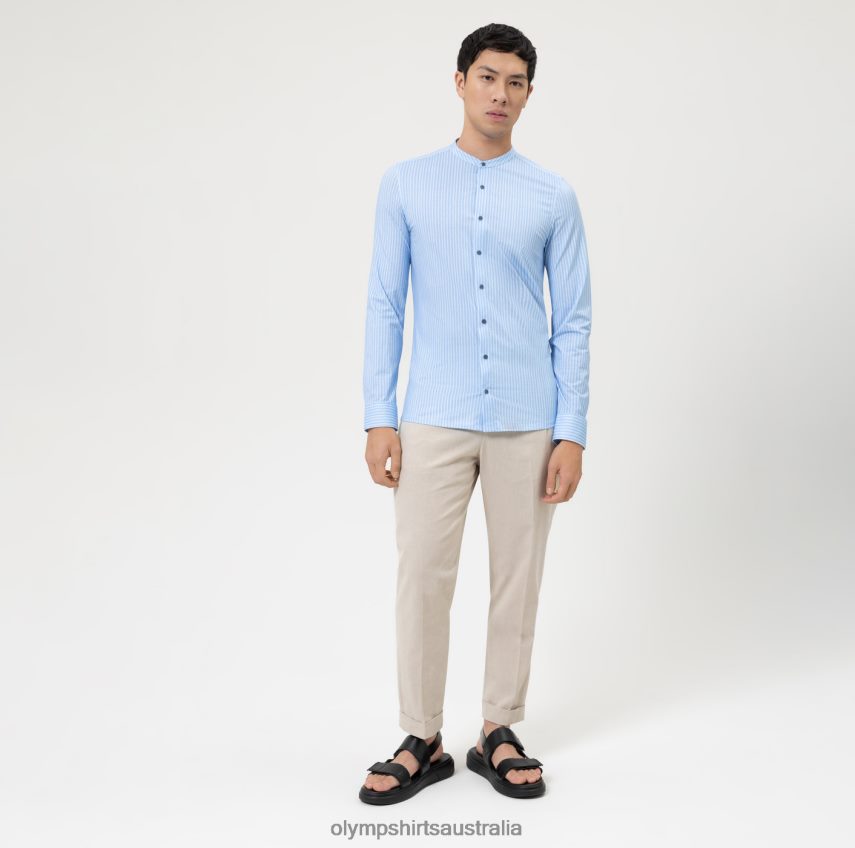 Clothing AU OLYMP No. Six 24/Seven Super Slim, Business Shirt, Stand-Up Collar, Bleu T8882J11