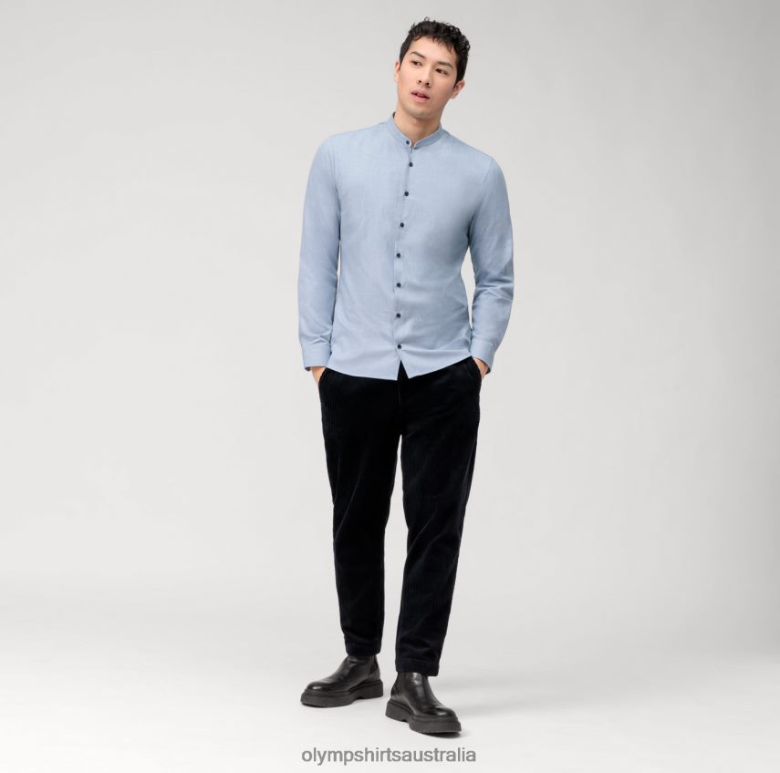 Clothing AU OLYMP No. Six 24/Seven Super Slim, Business Shirt, Stand-Up Collar, Bleu T8882J73