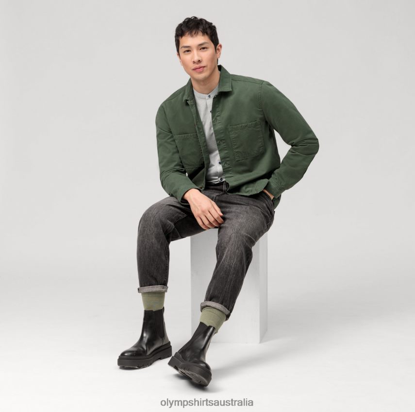 Clothing AU OLYMP No. Six 24/Seven Super Slim, Business Shirt, Stand-Up Collar, Olive T8882J58