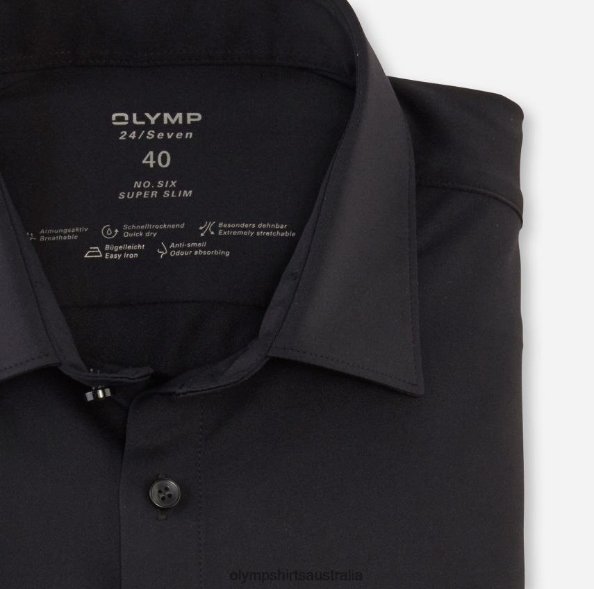 Clothing AU OLYMP No. Six 24/Seven Super Slim, Business Shirt, Urban Kent, Black T8882J40